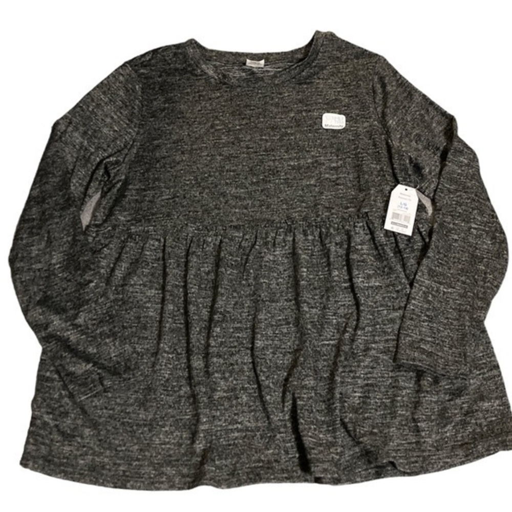 Maternity Top hacci Babydoll shirt charcoal Gray size L (12-14) NWT